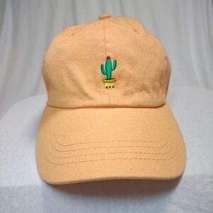 Vintage Y2K Adjustable City Hunter Cactus Baseball Cap| OS |Peach/Orange